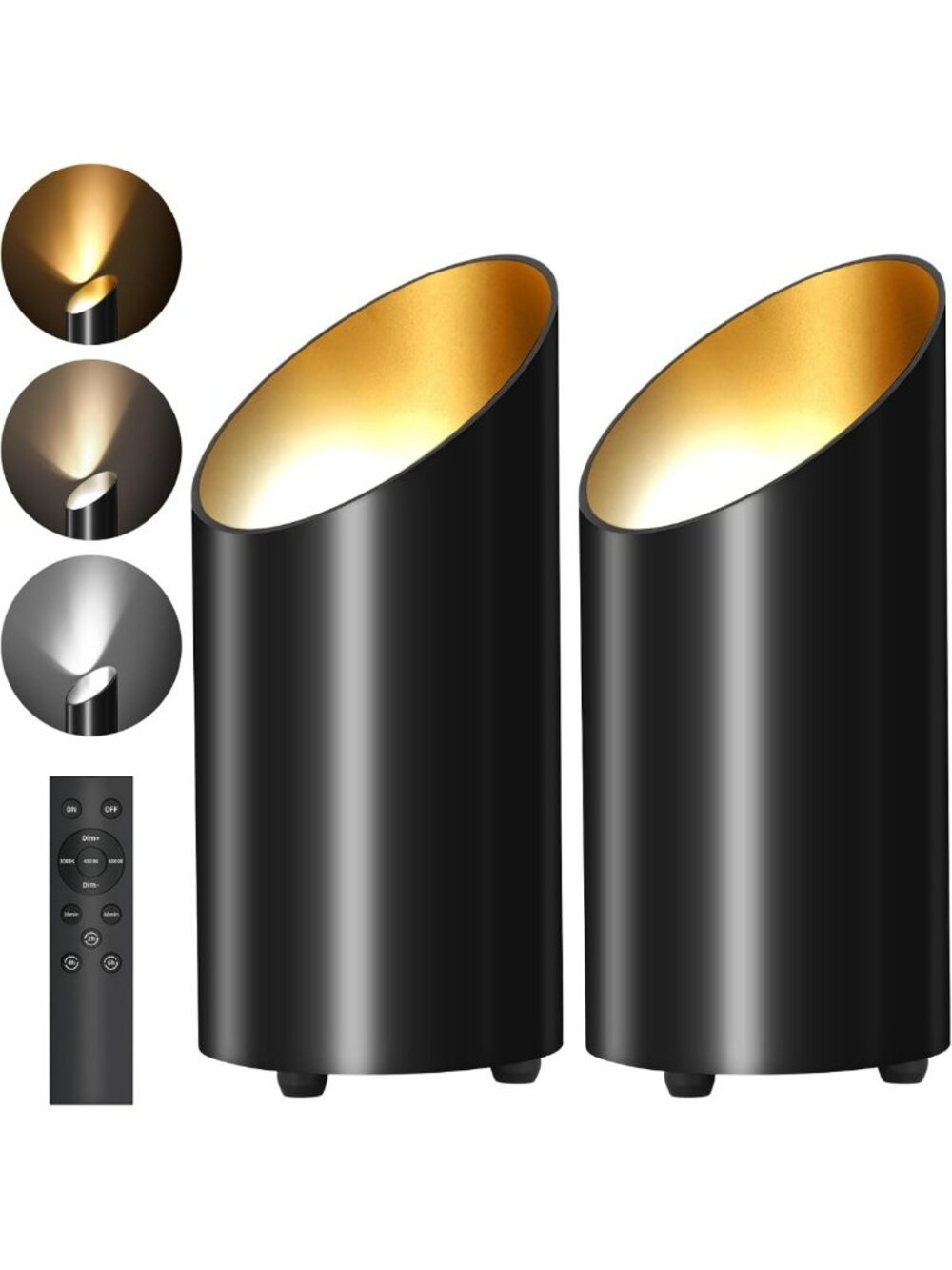 Wireless Battery-Operated Uplights for Indoor Use, Remote-Controlled Floor Can